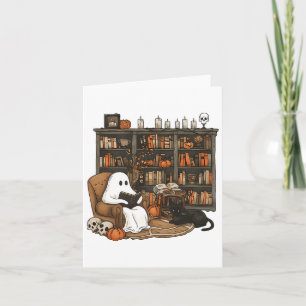 Vintage-Geister-Lesebuchliebhaber Bibliothek Hallo Karte
