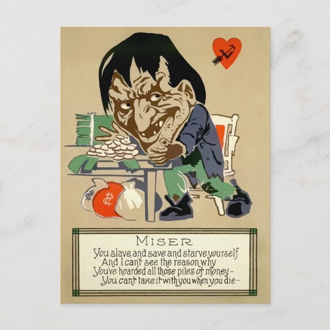 Vintage-Geizhals-Postkarte Postkarte (Vorderseite)