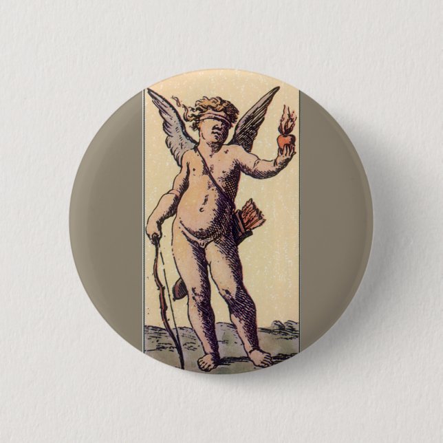 Vintage gekupferte Tarot Valentinenkarte Button (Vorderseite)