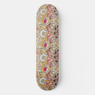 Vintage gelb rosa William Morris's Corncockle Skateboard