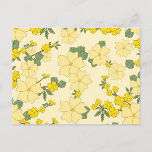 Vintage Gelbblumen Postkarte