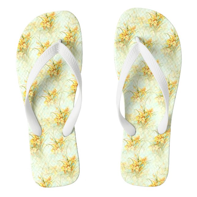 Vintage gelbe affodische Blume Flip Flops (Fußbett)