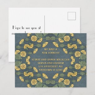 Vintage gelbe Blumen Adressänderung Postkarte
