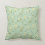 Vintage gelbe Blumen Kissen<br><div class="desc">Hier ist ein hübscher Vintager,  gelber Blumendruck auf minzgrün Textur für Ihr Kissen werfen.</div>