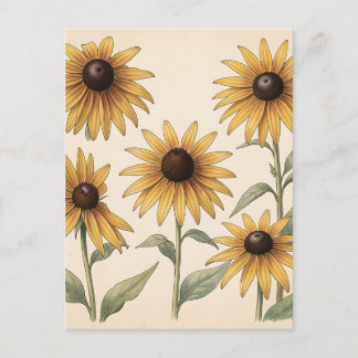 Vintage Gelbe Botanische Darstellung der Schwarzau Postkarte