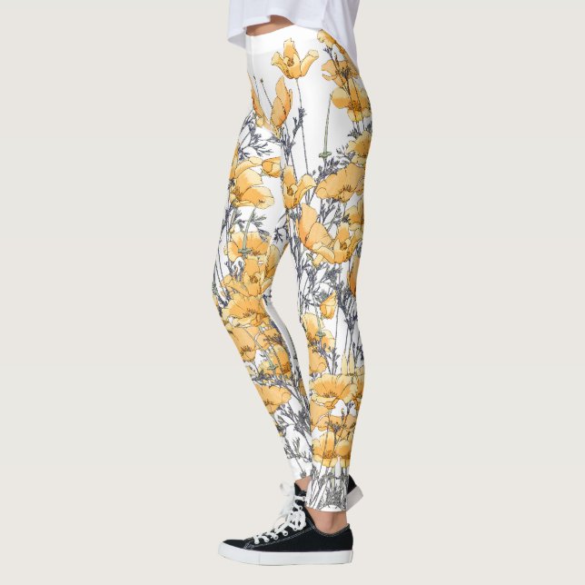 Vintage gelbe Mohnblumen-Blumen-Leggings Leggings (Links)