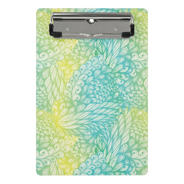 Vintage gelbe und blaue mit Blumensteigung Mini Klemmbrett (Vorderseite)