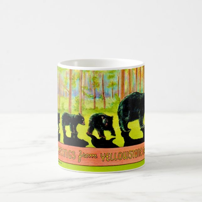 Vintage Gelbsteine Bären Postkarte Tasse (Mittel)