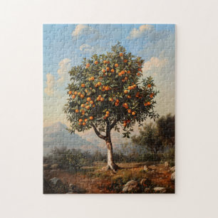 Vintage Gemälde einer Orangenbaumlandschaft