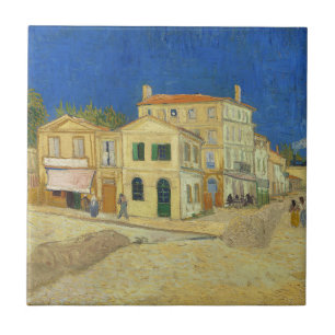 Vintage-Gemälde Gelbes Haus Blauer Himmel von Van  Fliese