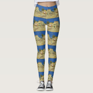 Vintage-Gemälde Gelbes Haus Blauer Himmel von Van Leggings