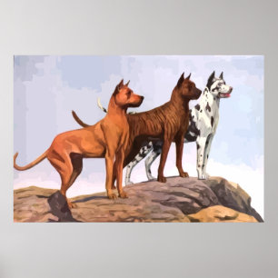 Vintage gemaltes Dogge-Plakat Poster