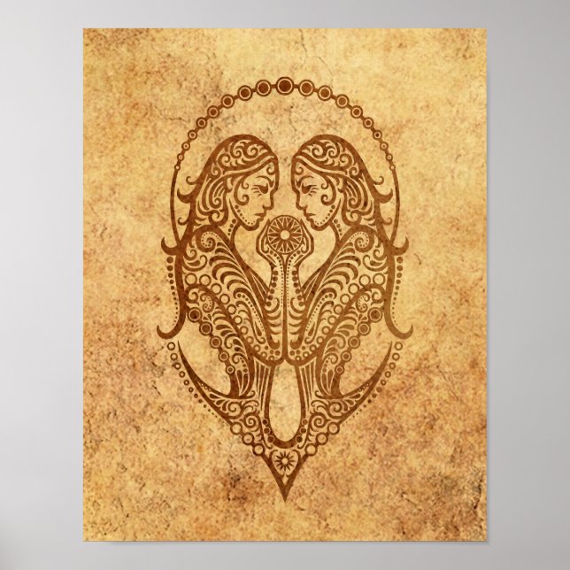 Vintage Gemini Zodiac Poster (Vorne)