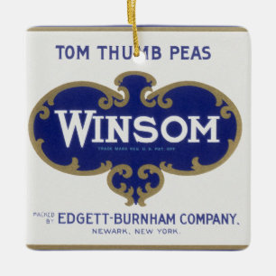 Vintage-Gemüse-Dosenetiketten-Kunst, Winsom Erbsen Keramikornament