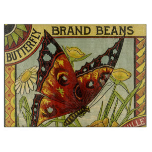 Vintage-Gemüse-Label-Kunst, Butterfly-Marke-Bohnen Schneidebrett