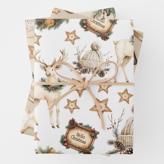 Vintage Gemütliches Weihnachten Geschenkpapier Set (Beispiel)