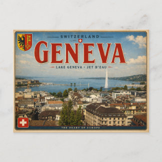 Vintage Genf - Schweiz - Genfersee Postkarte