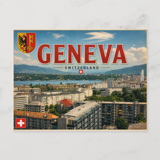 Vintage Genf - Schweiz Postkarte (Vorderseite)