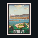 Vintage Genfer Schweiz Postkarte<br><div class="desc">Jeder würde Liebe haben, diese Vintage Schweizer Reise-Postkarte mit einer Retro-Abbildung des Sees in Genf, Schweiz, zu erhalten!</div>