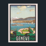 Vintage Genfer Schweiz Postkarte<br><div class="desc">Jeder würde Liebe haben,  diese Vintage Schweizer Reise-Postkarte mit einer Retro-Abbildung des Sees in Genf,  Schweiz,  zu erhalten!</div>