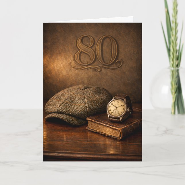 Vintage Gentleman 80th Birthday Classic Karte (Vorderseite)