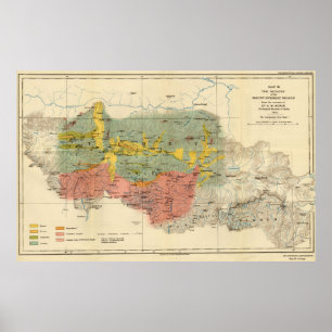 Vintage geologische Karte der der Mount- Poster