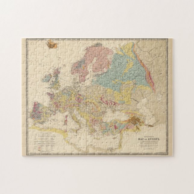 Vintage geologische Karte Europas (1856) (Horizontal)