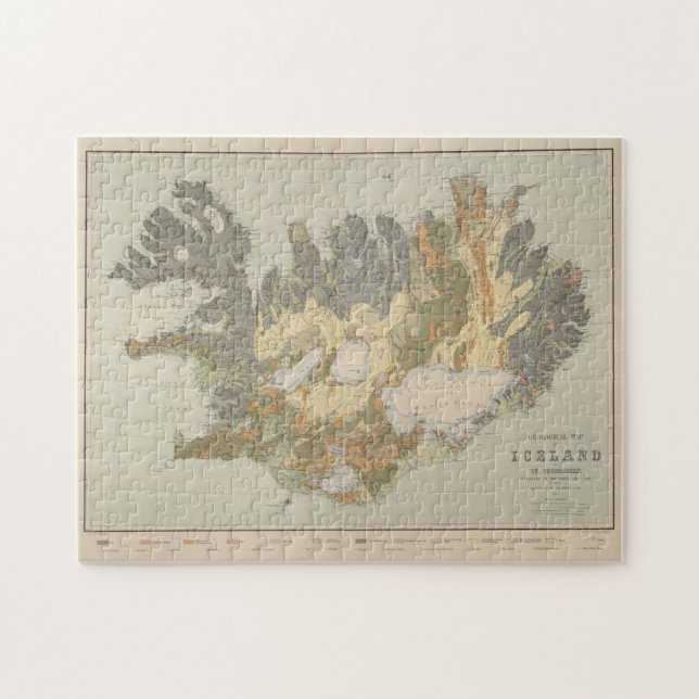 Vintage geologische Karte Islands (1901) (Horizontal)