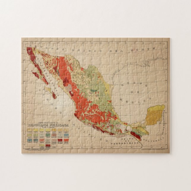 Vintage geologische Karte Mexikos (1921) (Horizontal)