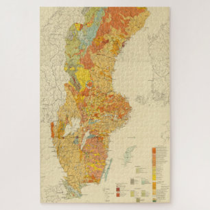 Vintage Geologische Karte Schwedens (1910)