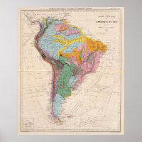 Vintage geologische Karte Südamerikas (1873)