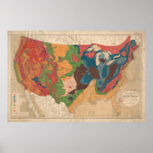 Vintage geologische Karte Vereinigter Staaten Poster