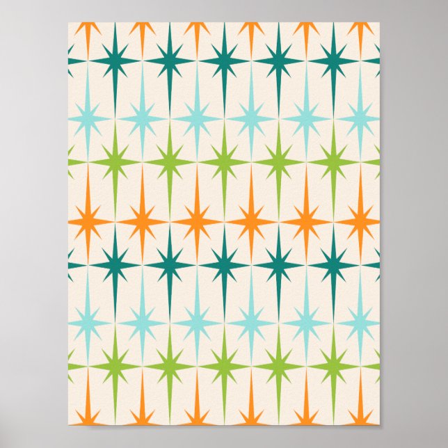 Vintage Geometric Starbursts Poster (Vorne)