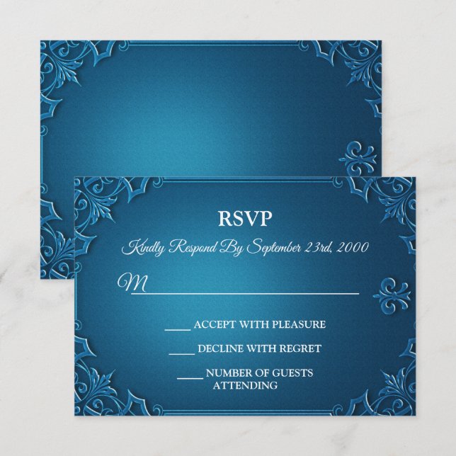 Vintage Geometric Teal Turquoise Party RSVP Card (Vorne/Hinten)