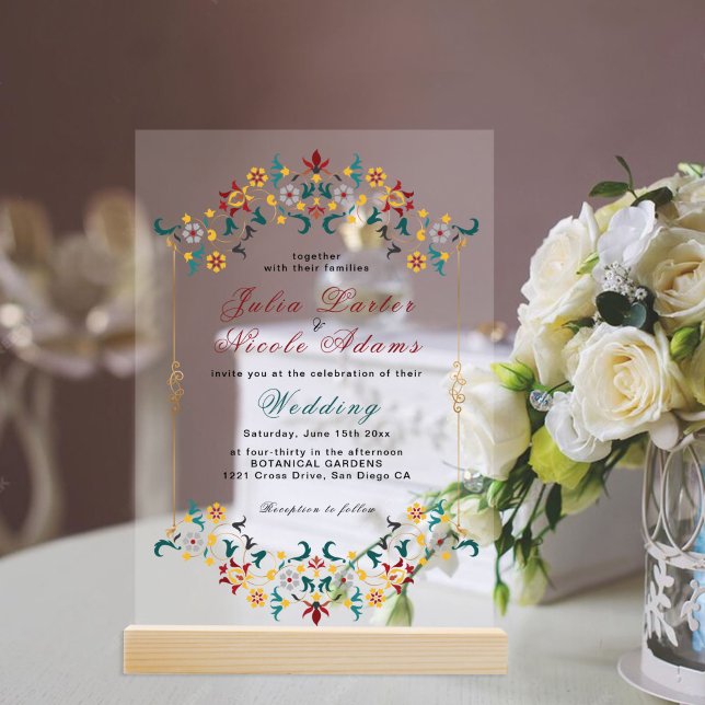 Vintage Geometrie — Klassische Motif Hochzeit Acryleinladungen (Von Creator hochgeladen)