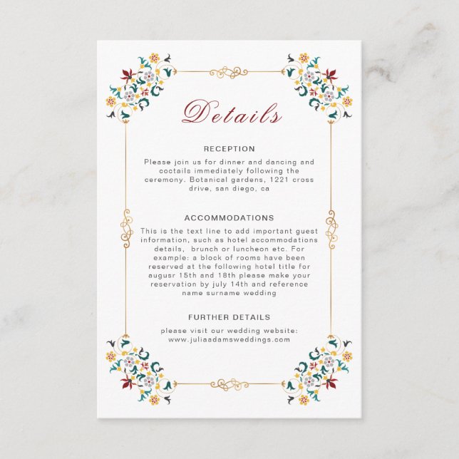 Vintage Geometrie — Klassische Motif Hochzeit Begleitkarte (Vorderseite)