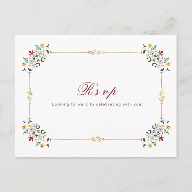 Vintage Geometrie — Klassische Motif Hochzeit Postkarte (Vorderseite)