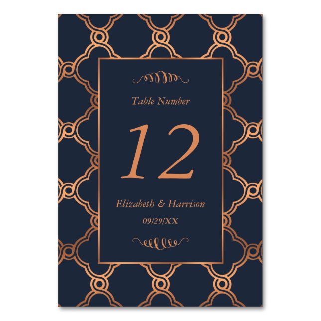 Vintage geometrische Art Deco Gatsby Wedding Numbe Tischnummer (Vorderseite)