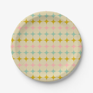 Vintage geometrische Pastell-Sterne Mod Brautparty Pappteller