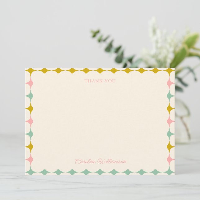 Vintage geometrische Pastelle Personalisierte Baby Dankeskarte (Stehend Vorderseite)
