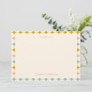 Vintage geometrische Pastellfarben personalisierte Dankeskarte