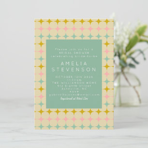Vintage geometrische Pastellsterne Mod Brautparty Einladung