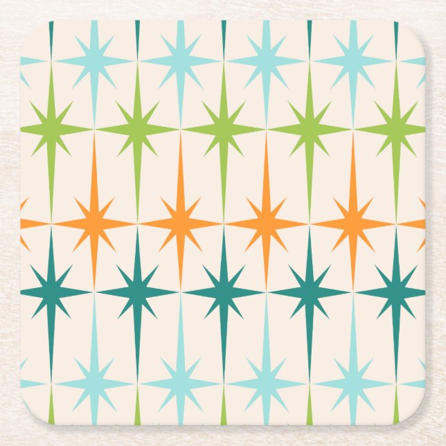 Vintage geometrische Sternexplosion-harte Rechteckiger Pappuntersetzer (Vorderseite)