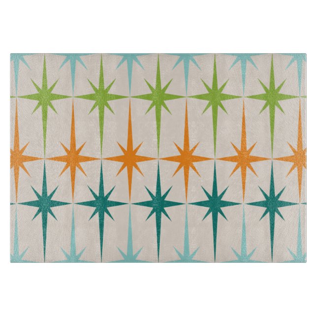 Vintage geometrische Sternexplosionen Glasschneide Schneidebrett (Vorderseite)