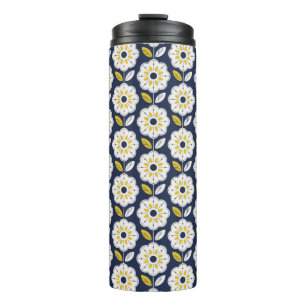 Vintage geometrisches Blumenmuster Thermosbecher