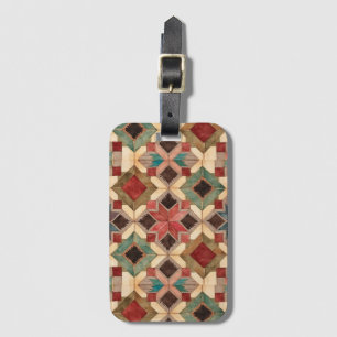 vintage geometrisches Quiltblock-Kunstmuster Gepäckanhänger