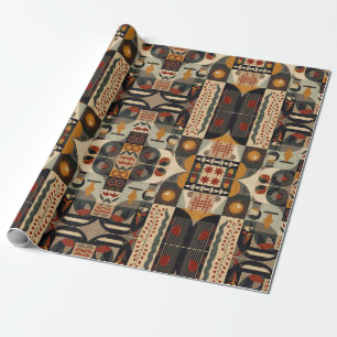 vintage geometrisches Quiltblock-Kunstmuster Geschenkpapier