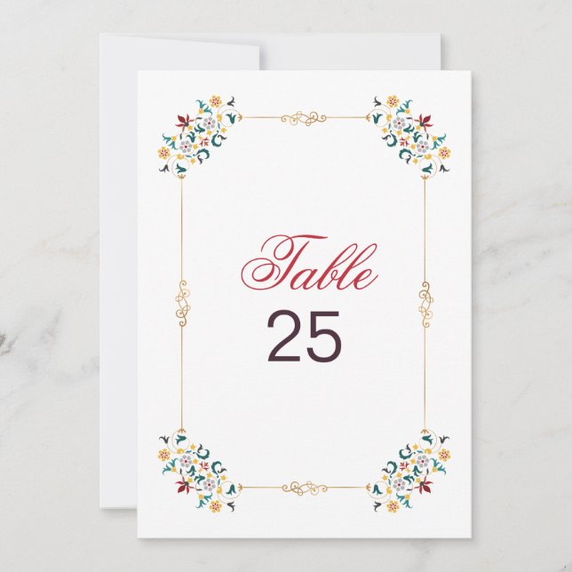 Vintage Geometry Motif Wedding Table Number  Einladung (Vorderseite)