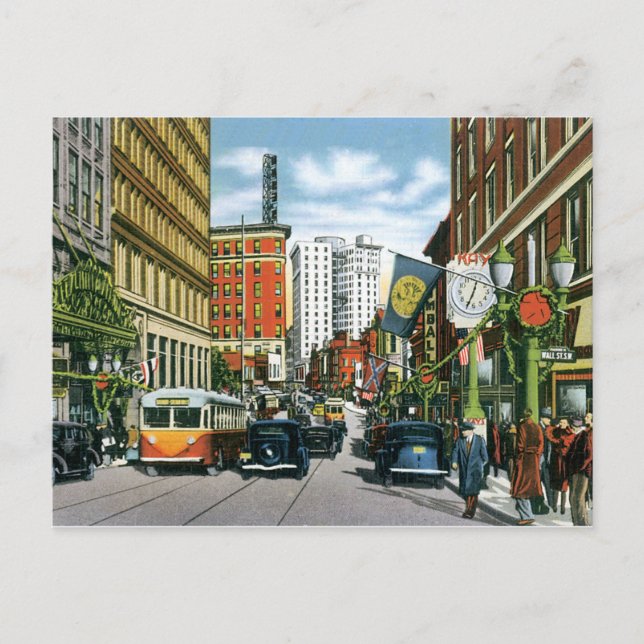 Vintage Georgia Street Szene Postkarte (Vorderseite)