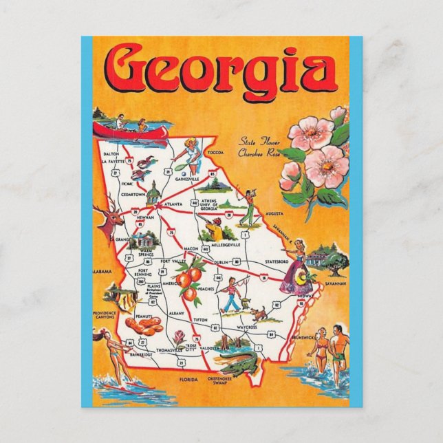 Vintage Georgienkarte Postkarte (Vorderseite)